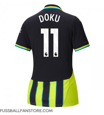 Manchester City Jeremy Doku #11 Replik Auswärtstrikot Damen 2024-25 Kurzarm